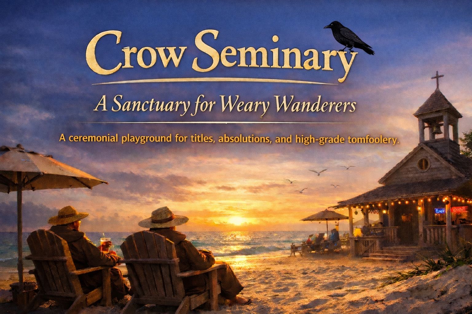 Crow Seminary beach campus at sunset